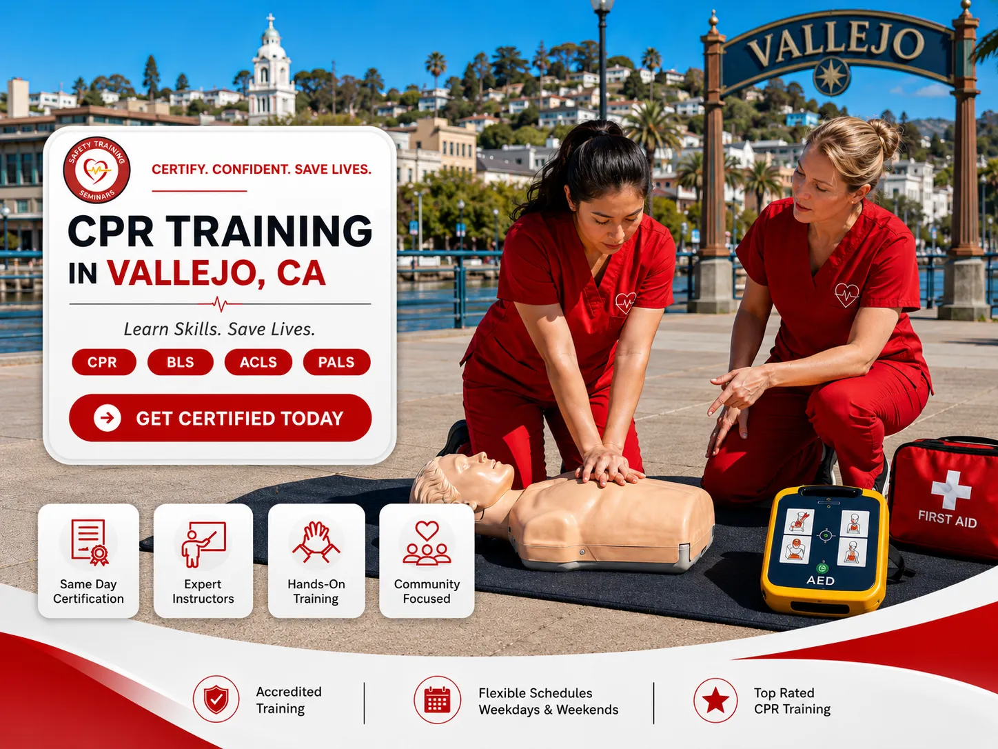 Hands-on AED and CPR training course in Vallejo, CA